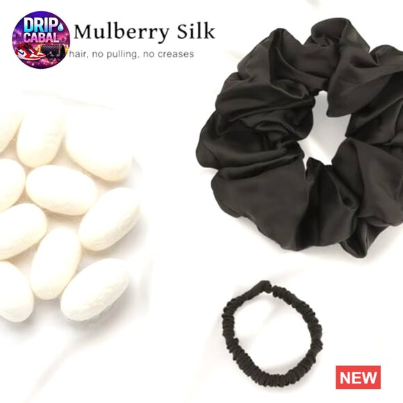 Mulberry Silk Scrunchies Set Large Thin Hair Ties No Damage Accessories main image 5